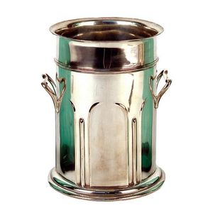 An Edwardian silver plate wine cooler, tall cylindrical form,…