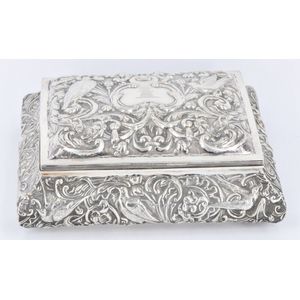 Embossed Continental Silver Box with Birds and Crest - Boxes, Jewellery ...