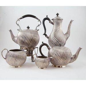 Late Victorian silver plate five piece tea & coffee set of…