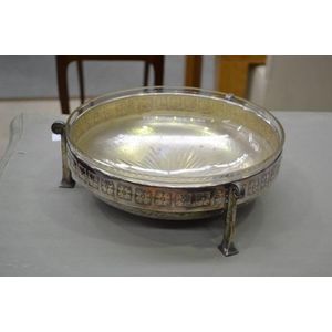 WMF Arts & Crafts hammered footed silver plate comport with a…
