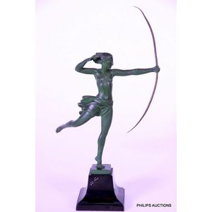 An Art Deco spelter figure, 'Atalante', the Archer, circa 1930,…
