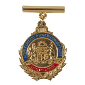 Keith Miller's SCG life Member's badge, 9ct gold, with 'Sydney…