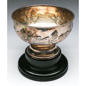 Large silver plated trophy on timber base, height 27 cm,…
