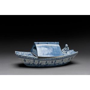 A blue and white boat, possible Japanese, 20th century the boat…