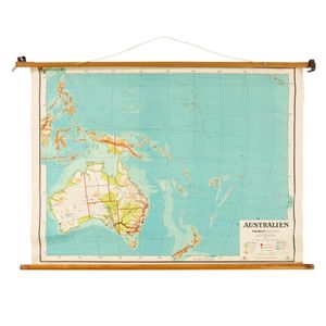Scandinavian map of Australia, material backed paper on pine…