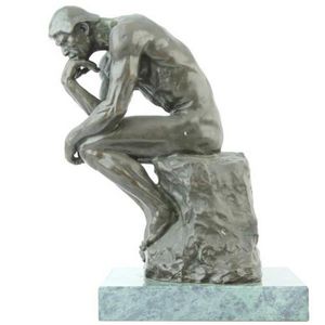 Bronze figure 'Thinker', after Rodin mounted on a green marble…