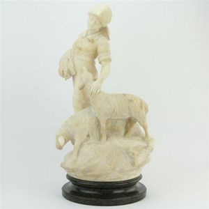 Italian marble figure group circa 1930, depicting a young farm…