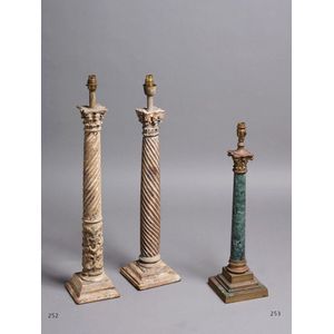 Brass and marble table lamp, (no shade, needs rewiring), height…