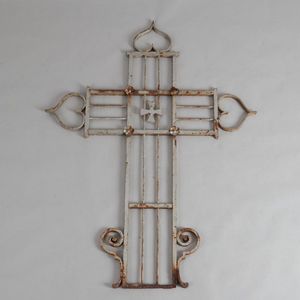 A French antique Iron Cross, with remnants of original white…