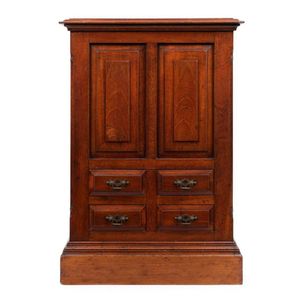 An antique Australian apprentice miniature cabinet, lift top…