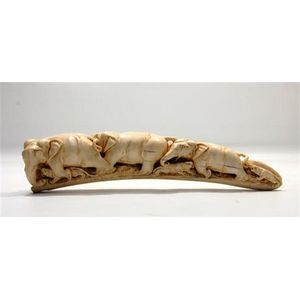 Tigers Hunting Elephants: Ivory Carving from India - Ivory - Oriental