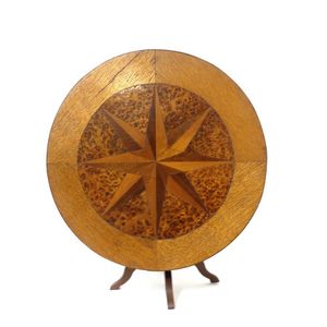 A N.Z. timbers apprentice tilt-top table, the inlaid top with…