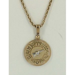 9ct Gold Zodiac Pendant with Moving Arrow on Twist Chain - Pendants ...