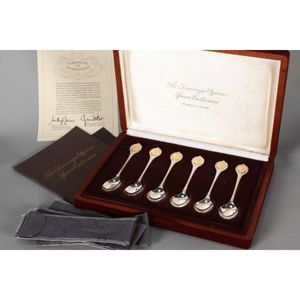 Set of six sterling silver spoons, commemorating the silver…