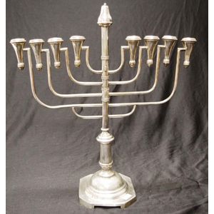 Art Deco silver Hanukkah lamp Menorah circa 1930s, Poland,…