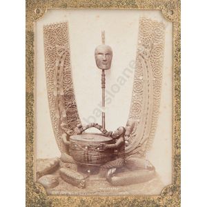 Artefacts gelatin silver print Arthur James IIes, ancient Maori…