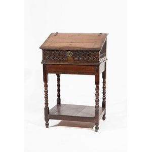 17th century oak bible box with sloped top, fluted sides and…