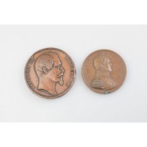 Two medals, Louis-Phillipe I 1836 by A.Auguste, copper on lead…