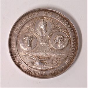 A rare New Zealand silver first prize medal by G. Coates & Co.,…