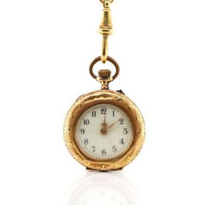 Rose Gold Pocket Watch with Arabic Numbers and Fob - Watches - Pocket ...