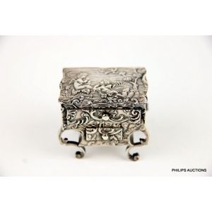 A sterling silver miniature Dutch commode, 1898 London import…