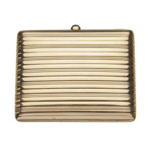 A gold cigarette case, circa 1950, the sprung case with ribbed…