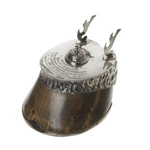 A sterling silver mounted Horse's hoof ink stand, engraved…