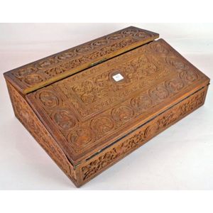 An Anglo Indian carved sandalwood writing slope late 19th…