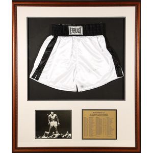 Autographed Boxing Robes and Trunks Pernell Whitaker signed Sweet Pea Black Satin Boxing Trunks JSA Witnessed Hologram 