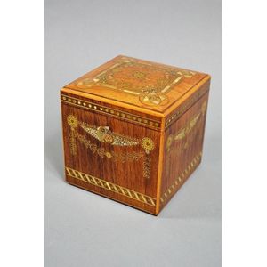 Fine antique small brass & mother of pearl inlaid box / tea…