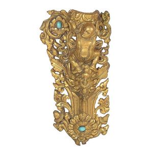 A heavily gilded 16th century boy caryatid, inlay with two…