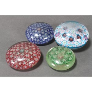 Four early millefiori glass paperweights, decorated with flower…