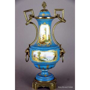 A Sevres ormolu mounted Bleu Celeste vase, 19th century,…