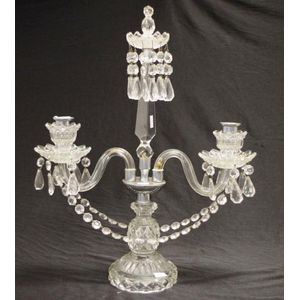 Czechoslovakian crystal candelabra with 2 branches and a centre…