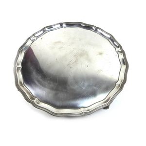 Large silver salver, a classic salver with beaded pie crust…