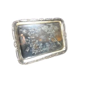 Rectangular shape salver in sterling silver, having finely…