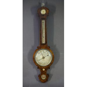 Early Victorian mercury dial barometer. Walnut veneer case by S…