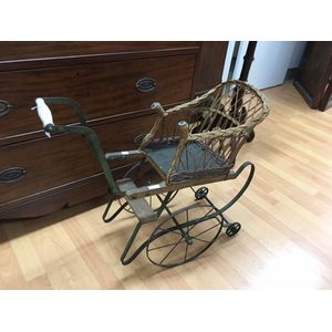Antique French 19th century Childs pram, cart, with wicker and…