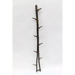 A bamboo ladder, with split in base for stability, Dayak people,&hellip;