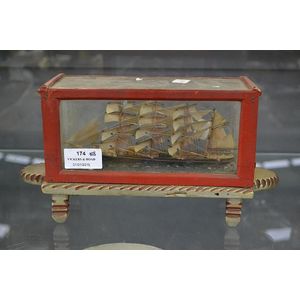 Small antique French diorama of a ship 'Marie' approx 14 cm…