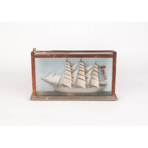A small cased wooden tall ship diorama 'Stewart', late…