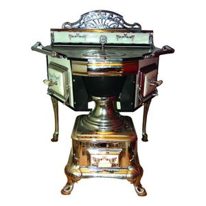 An early 20th century French chromed and enamelled cast iron…