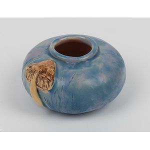 Louise Taylor blue glazed pottery vase with applied mushroom&hellip;