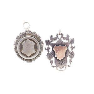 Two early 20th centurysterling silver fob medals marked…