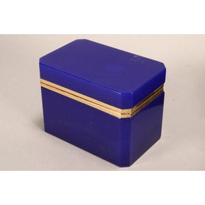 French cobalt glass jewellery casket, of rectangular form with…