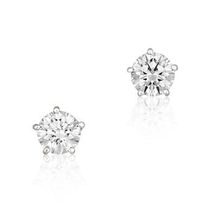 1.01ct Diamond Stud Earrings 4 Claw 18ct White Gold