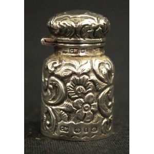 Victorian sterling silver cased perfume bottle Birmingham 1885,&hellip;