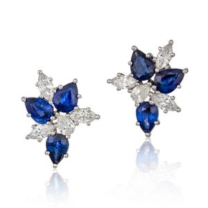 Pair of 18ct white gold, sapphire and diamond earrings, each&hellip;