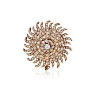 2.00Ct Marquise Cut Diamond Vintage Flower Brooch Pin 14K Yellow Gold  Finish