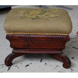 Antique Low Vintage Upholstered Foot Stool Ottoman Short Small